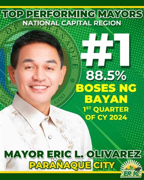 mayor of paranaque|Parañaque Mayor Eric one of top performing mayors in NCR .